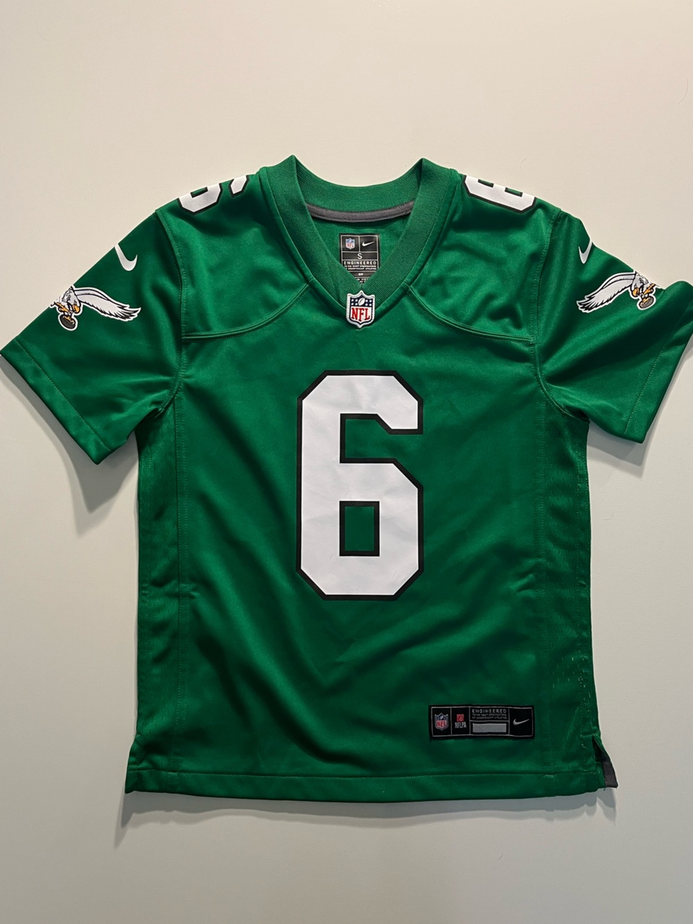 Philadelphia Eagles Official Youth Small NFL Kelly Green Jersey DeVonta Smith 6